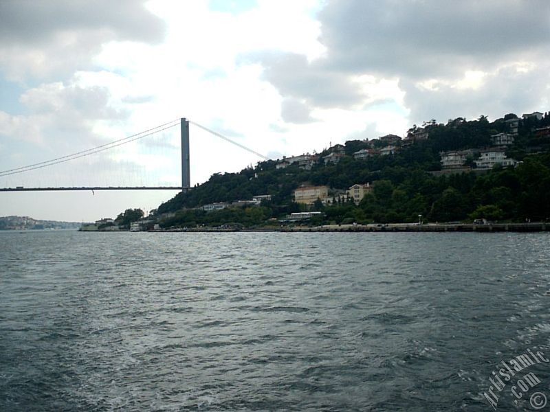 View of Ortakoy coast from the Bosphorus in Istanbul city of Turkey.
