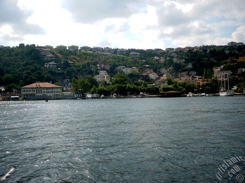 View of Kurucesme coast from the Bosphorus in Istanbul city of Turkey.
