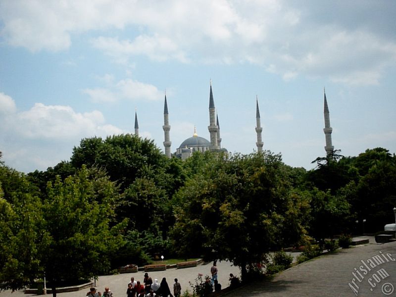 Sultan Ahmet Mosque (Blue Mosque) located in the district of Sultan Ahmet in Istanbul city of Turkey.
