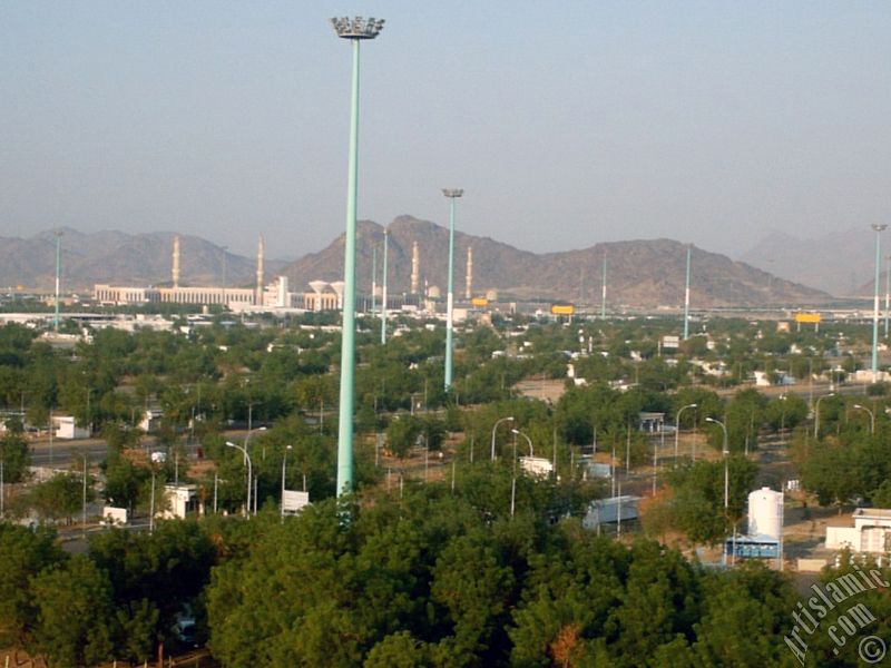 A picture of a part of the Field of Arafah taken from the Hill of Arafah and the Mosque Namira in Mecca city of Saudi Arabia.
