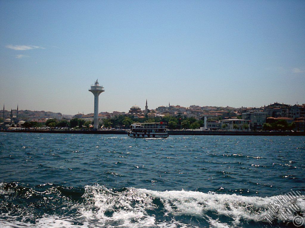 View of Uskudar coast from the Bosphorus in Istanbul city of Turkey.
