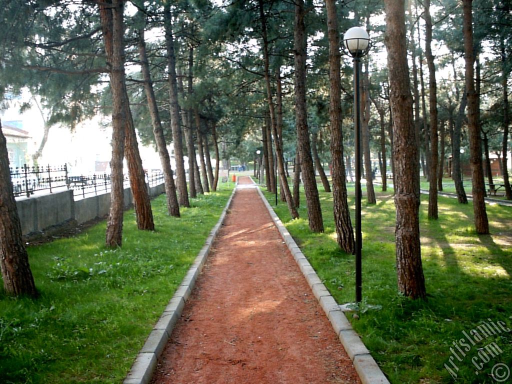 View of a park in Fethiye district in Bursa city of Turkey.
